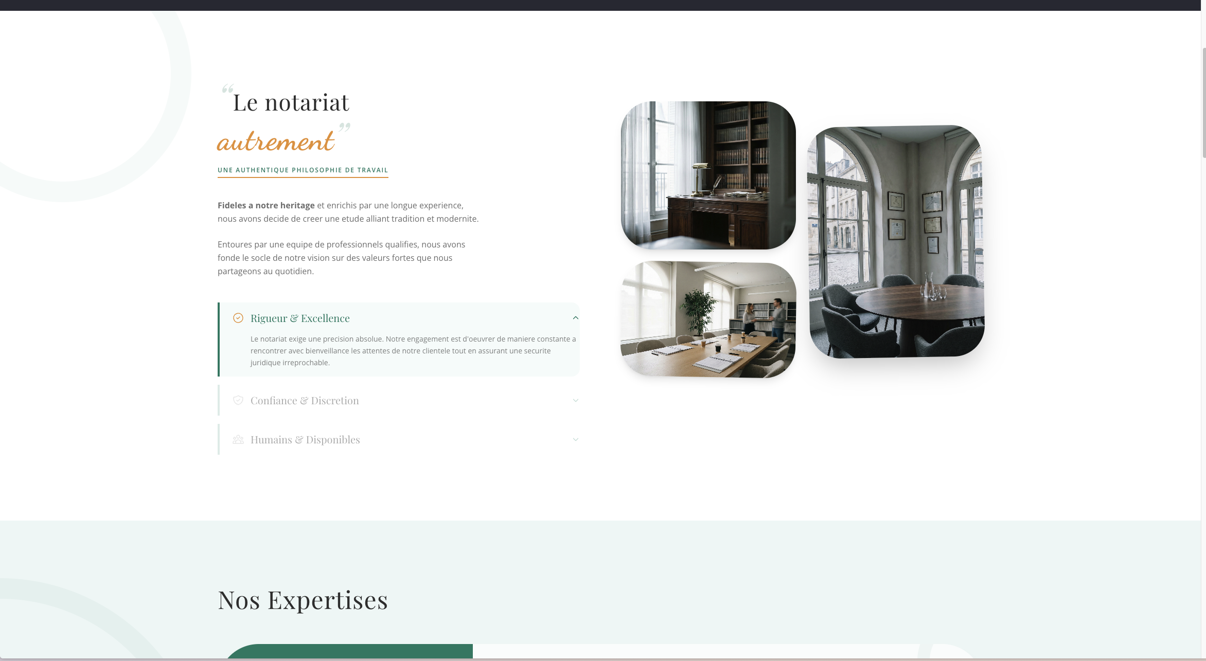 Aperçu du site notaire Dupont & Associés — page intérieure